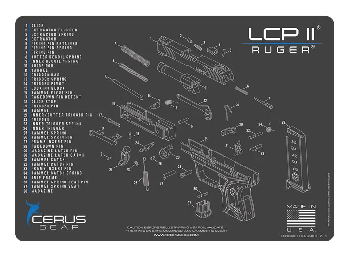 Cerus Gear podložka pro čištění zbraní RUGER LCP II, šedá