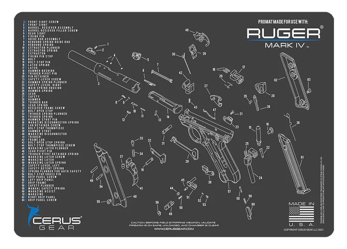 Cerus Gear podložka pro čištění zbraní RUGER MARK IV, šedá