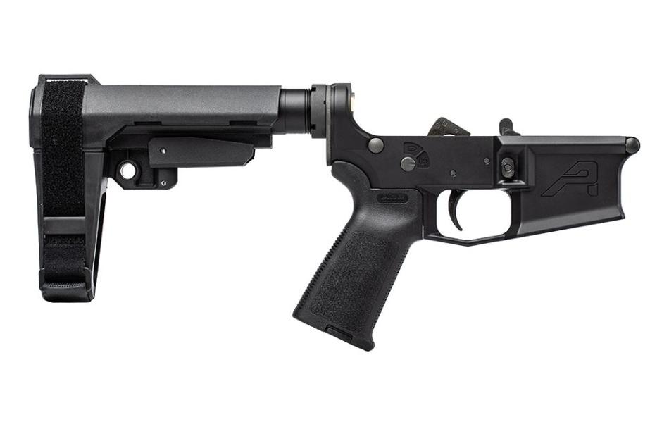 M4E1 Pistol Complete Lower Receiver w/ MOE Grip, SBA3 Brace - Anodized/Blac