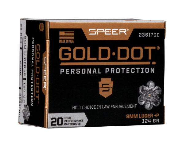 SPEER, Personal Protection 9mm Luger +P, 124gr, High Performance Gold Dot