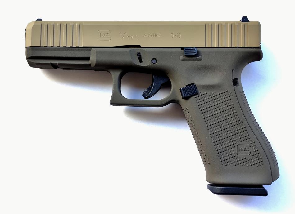 Glock 17 Gen5/ FS, ráže 9 mm Luger, CERAKOTE KOMPLET - rám Patriot Brown, závěr FDE